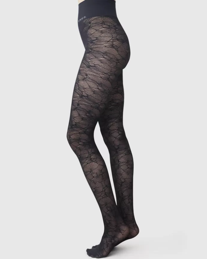 Best Swedish Stockings Alba Ginkgo Tights Black