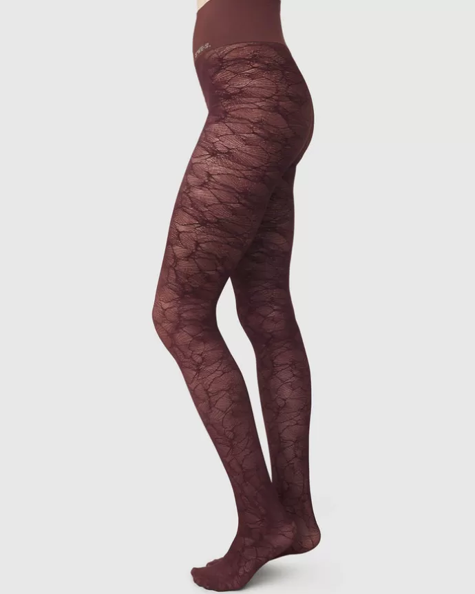 Discount Swedish Stockings Alba Ginkgo Tights Wine