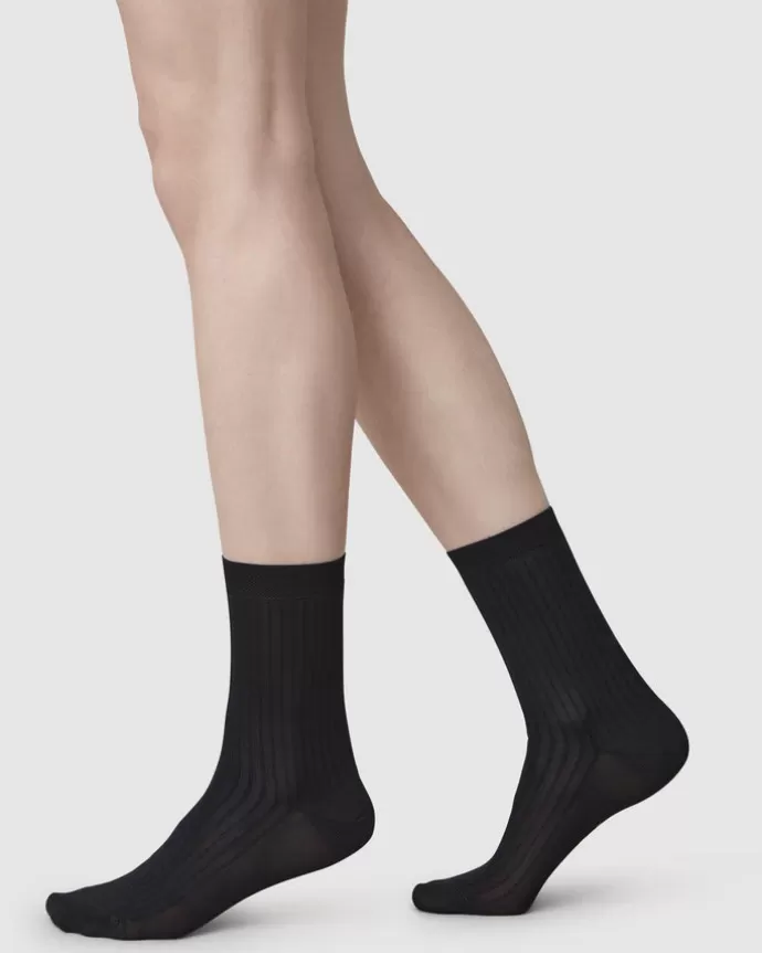 Fashion Swedish Stockings Alexa Silk Touch Socks Black