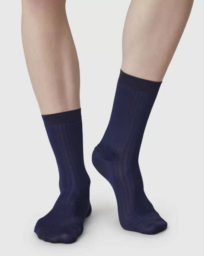 Outlet Swedish Stockings Alexa Silk Touch Socks Navy