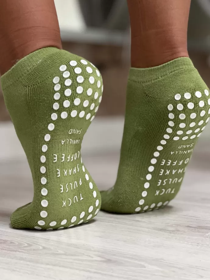 Fashion Vanilla Sand Ankle Socks Meet Me At The Barre Avocado Green