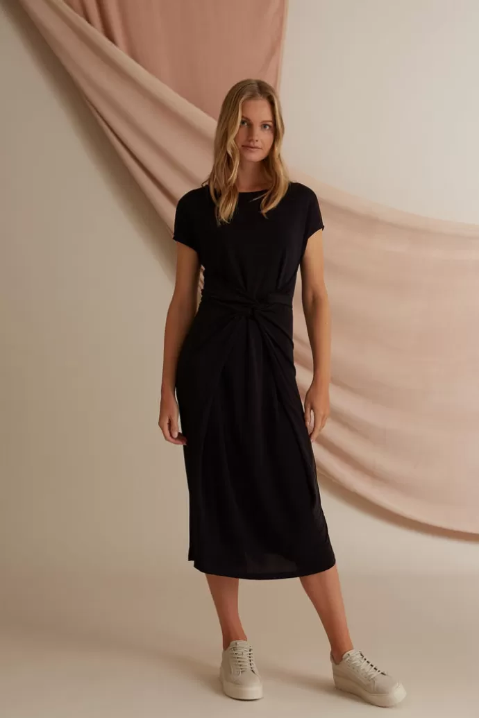 VOGLIA Annie Jersey Tie Dress Black