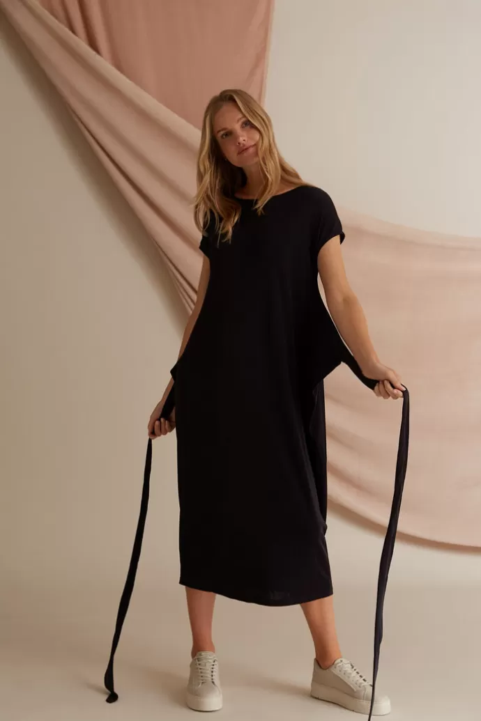 VOGLIA Annie Jersey Tie Dress Black