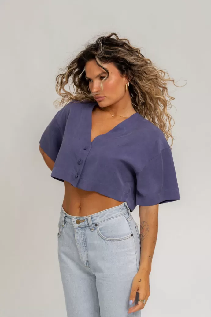 Outlet GUAJA. Blair Cropped Paita Violetti