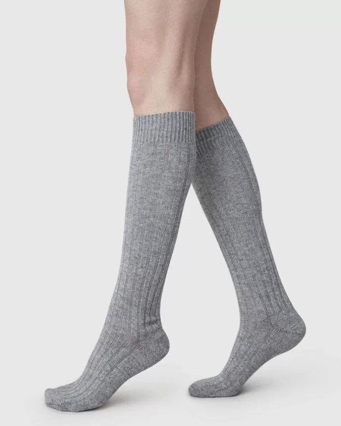 Outlet Swedish Stockings Bodil Chunky Knee-Highs Grey