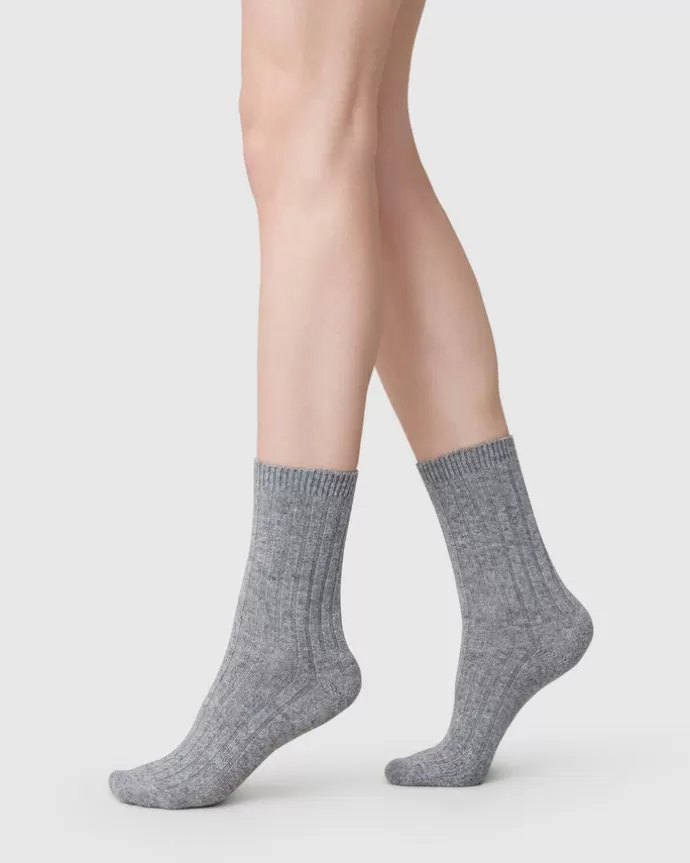 Outlet Swedish Stockings Bodil Chunky Socks Grey