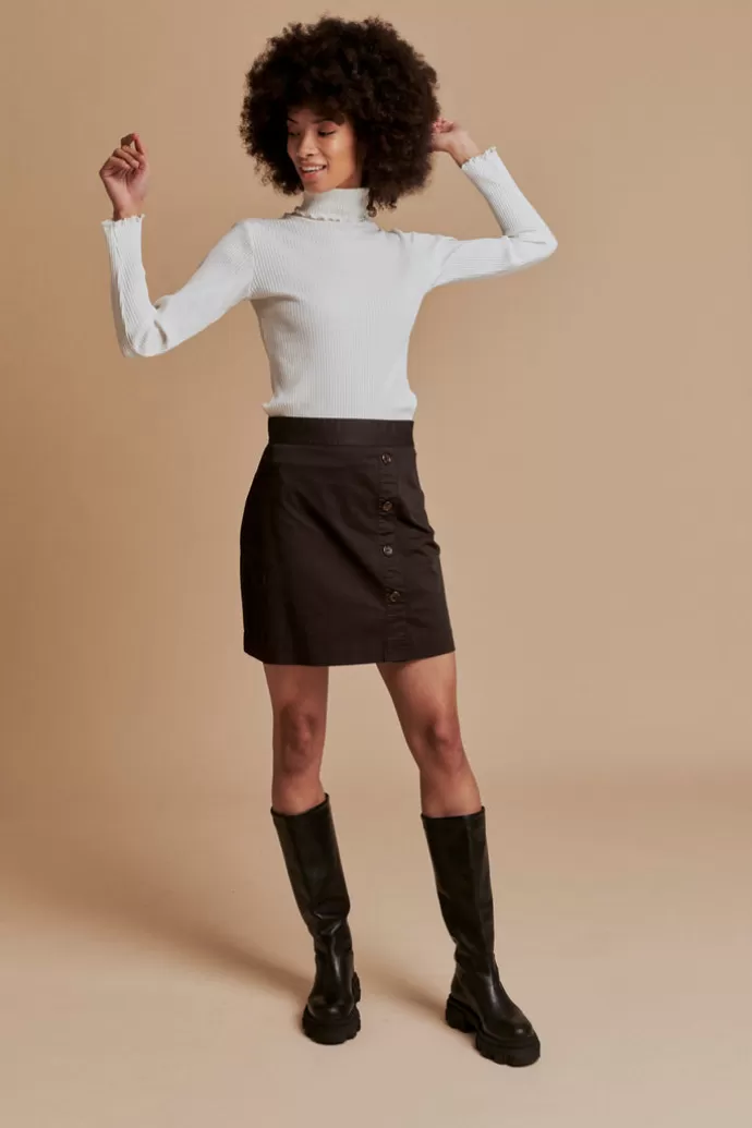 KAIKO Button Mini Skirt Mocha