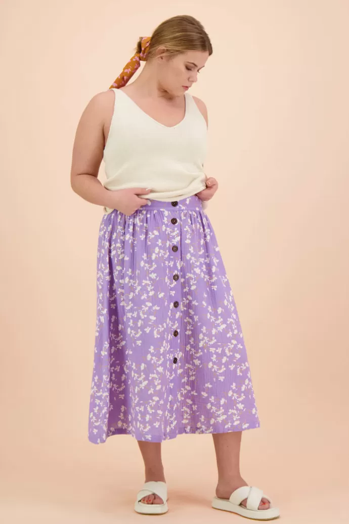 KAIKO Button Skirt Lavender Garden