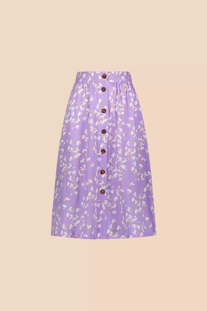 KAIKO Button Skirt Lavender Garden