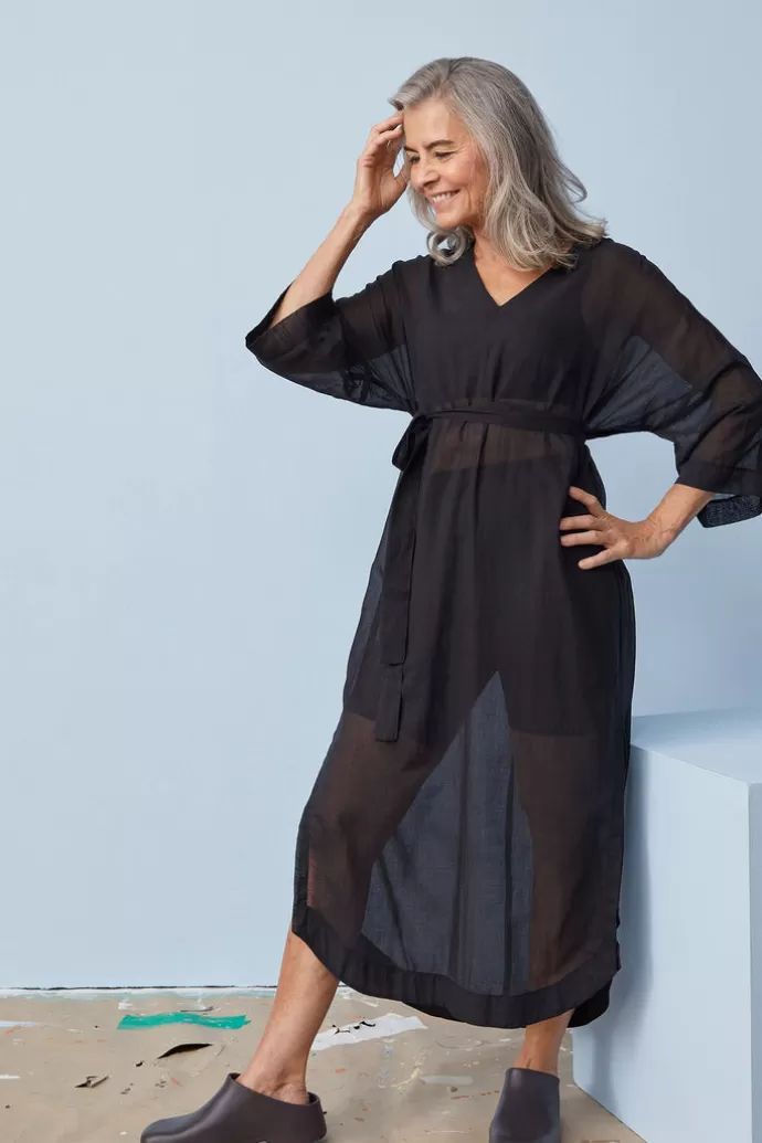 Papu Caftan Dress Black See-Through