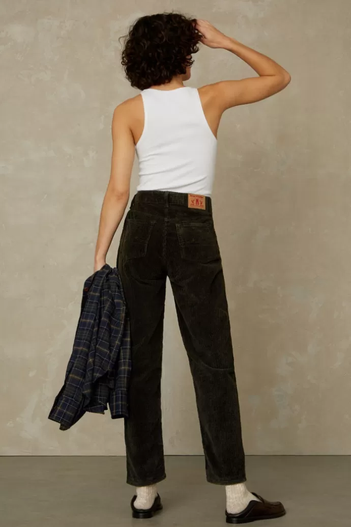 Kings Of Indigo Caroline Cropped Jeans Forest Green Corduroy