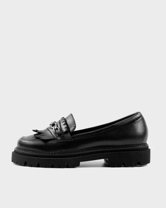 Cheap BOHEMA Chunky Loafers Grape Leather Loafers Black