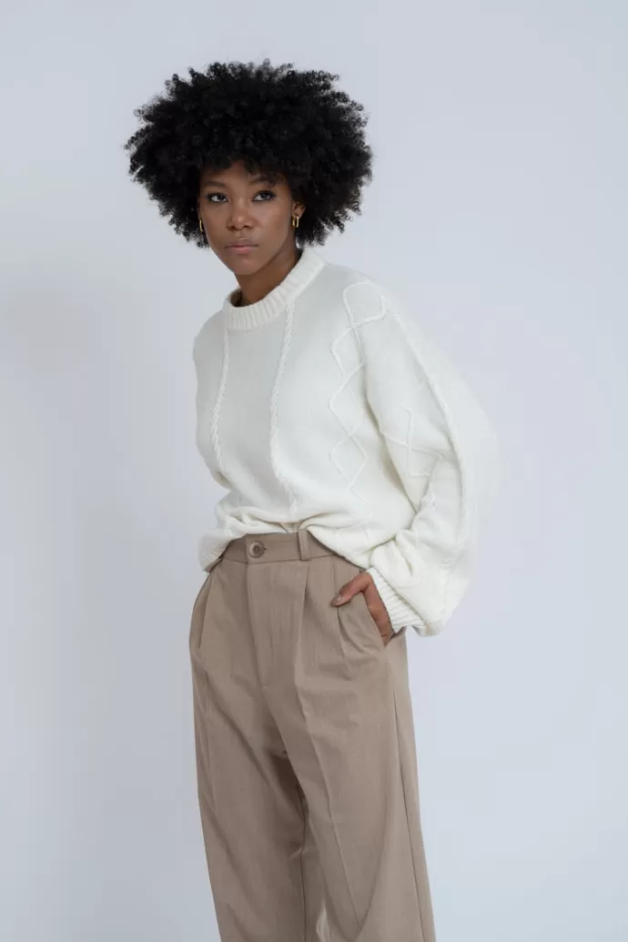 GUAJA. Cozy Wool & Cashmere Blend Jumper Ecru