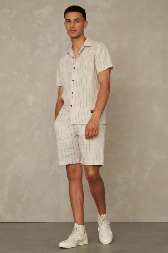 Online Kings Of Indigo Cronus Shorts Linen Stripe White