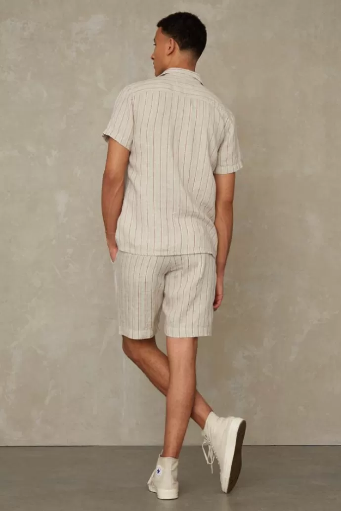 Online Kings Of Indigo Cronus Shorts Linen Stripe White