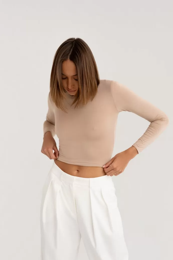 Online Saint Body Crop Top Neulottu Beige