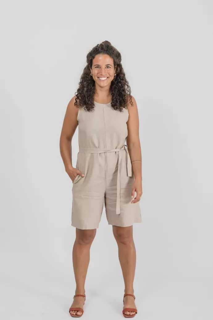 Flash Sale Näz Daisy Linen Romper Beige