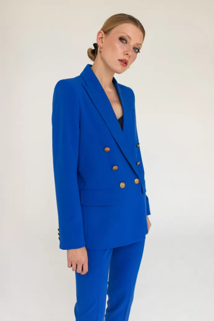 Enteliér Double-Breasted Blazer Sapphire