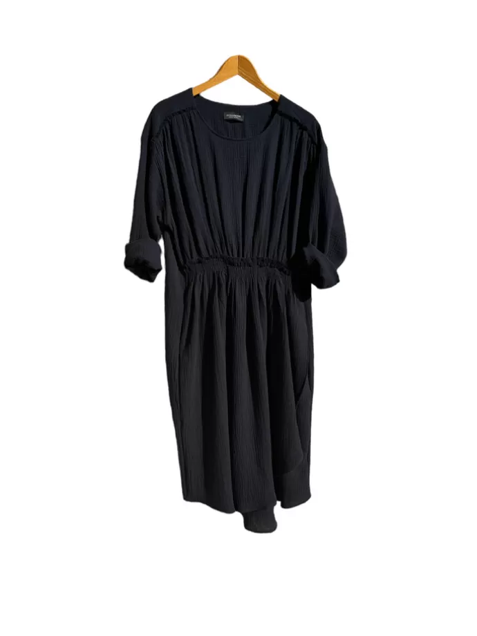 Cecilia Sörensen Drap Dress Navy Blue Muslin