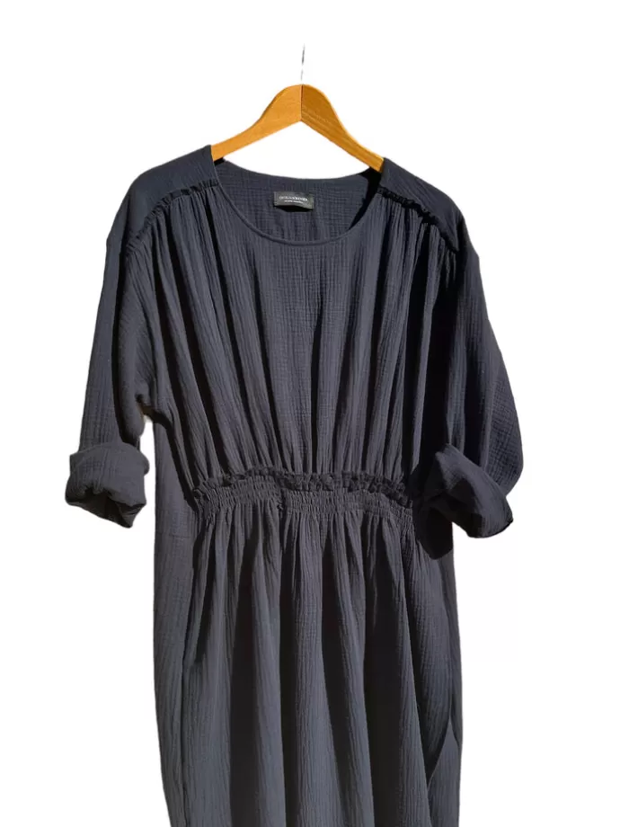 Cecilia Sörensen Drap Dress Navy Blue Muslin