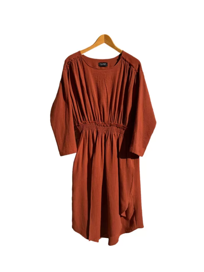 Cecilia Sörensen Drap Dress Terracotta Muslin