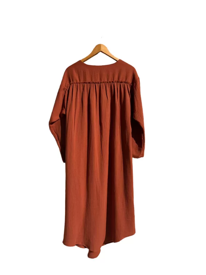 Cecilia Sörensen Drap Dress Terracotta Muslin