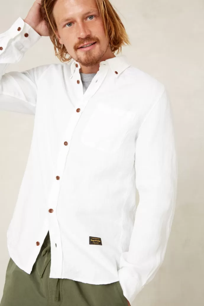 Store Kings Of Indigo Enda Linen Shirt Optical White