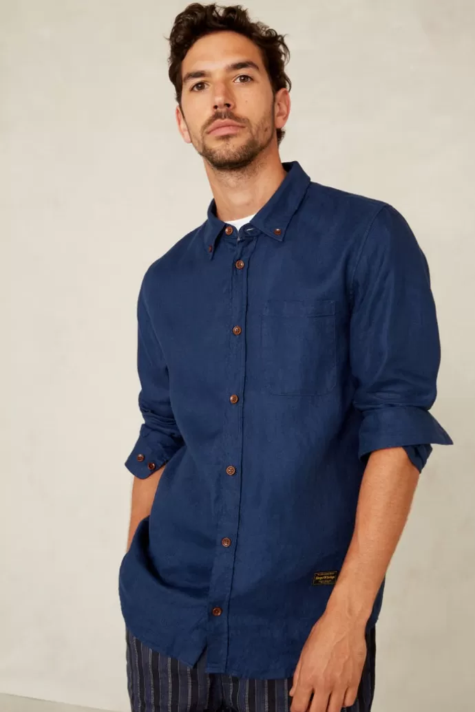 Cheap Kings Of Indigo Enda Linen Shirt Worker Blue