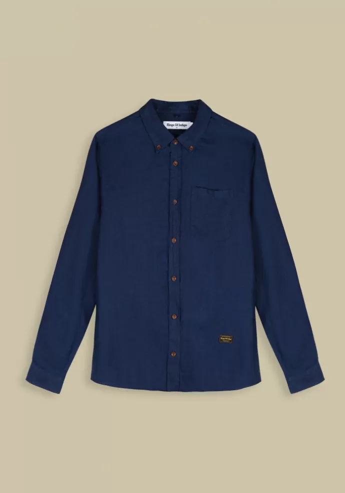 Cheap Kings Of Indigo Enda Linen Shirt Worker Blue