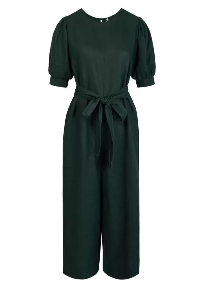 KOMODO Faye Organic Linen Jumpsuit Teal Green