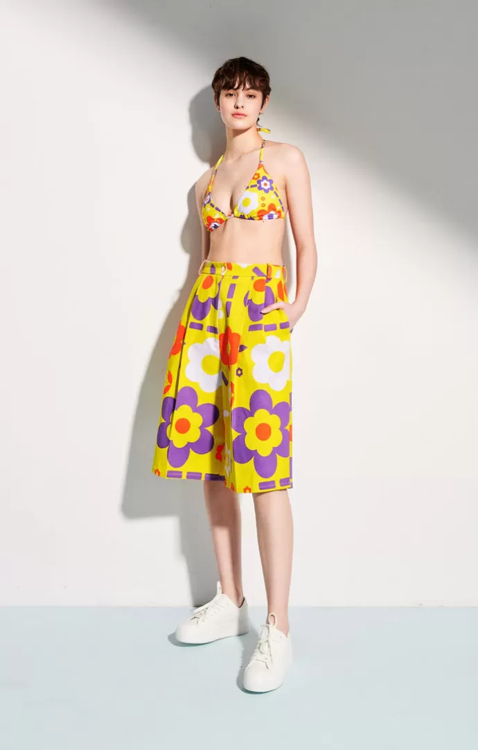 TOMCSANYI Fleurette Tailored Bermuda Shorts Space Flowers