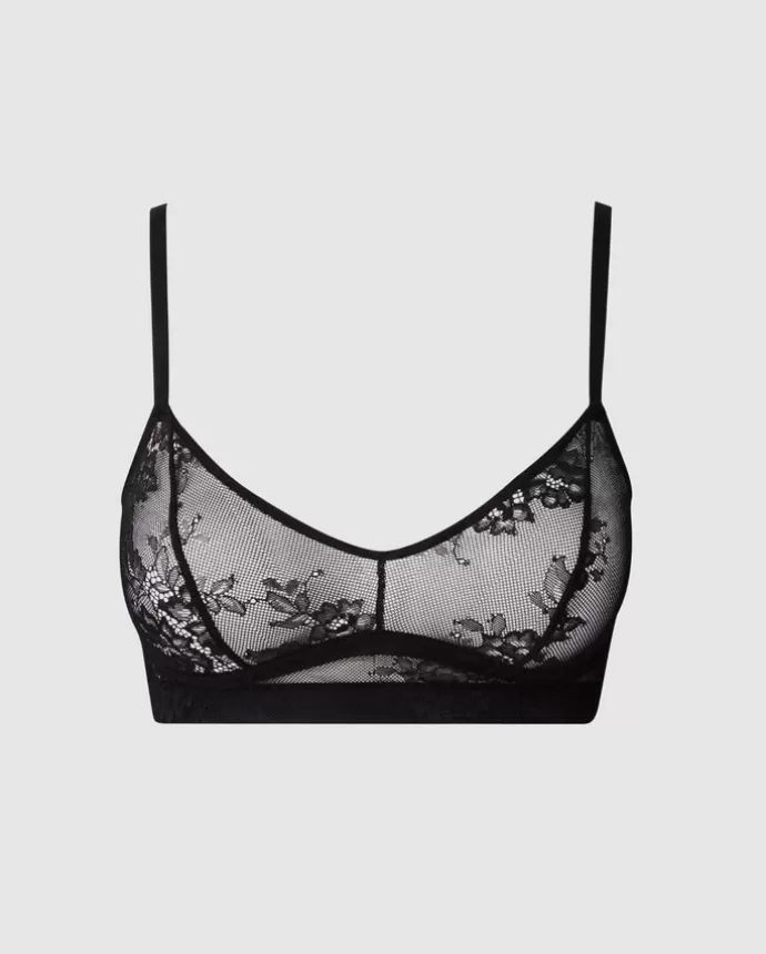 New UNDERSTATEMENT Floral Lace Balconette Black