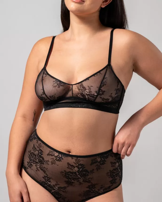 New UNDERSTATEMENT Floral Lace Balconette Black