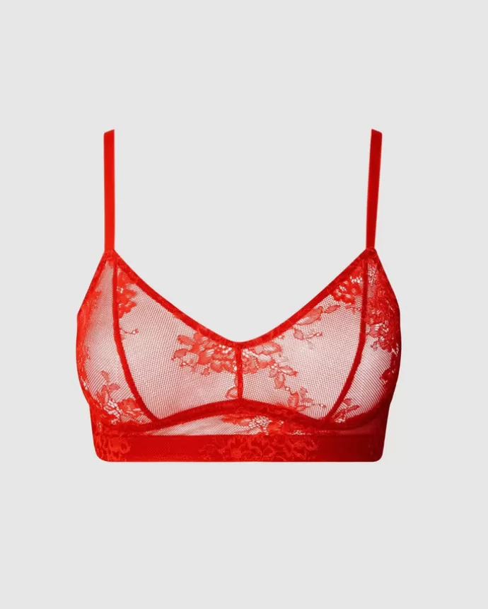 Cheap UNDERSTATEMENT Floral Lace Balconette Fiery Red