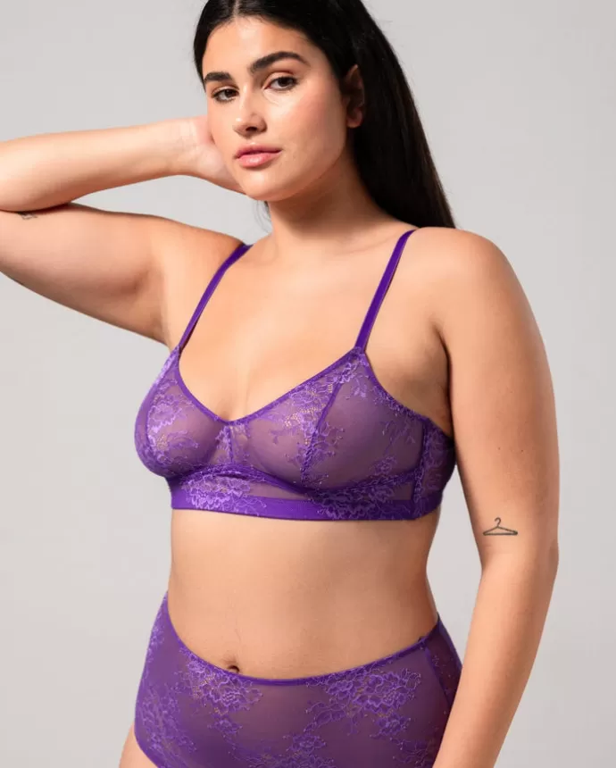 Sale UNDERSTATEMENT Floral Lace Balconette Lilac