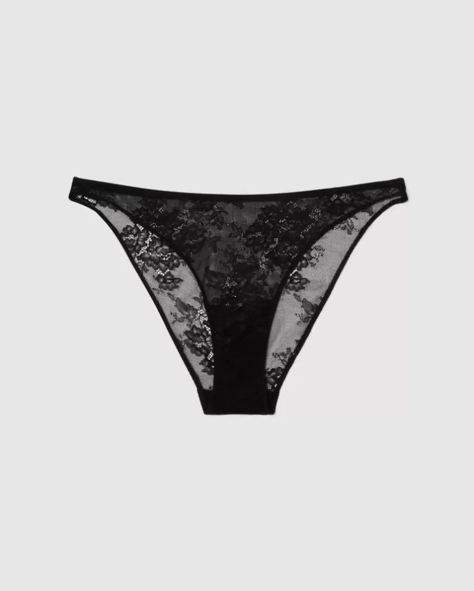 Cheap UNDERSTATEMENT Floral Lace Bikini Briefs Black