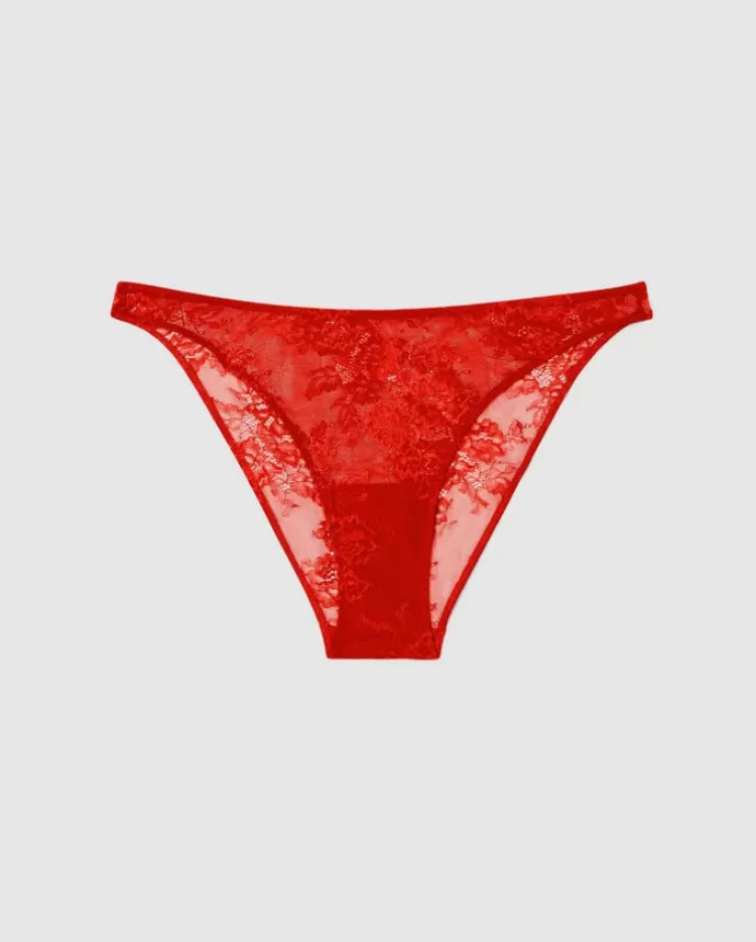 Cheap UNDERSTATEMENT Floral Lace Bikini Briefs Fiery Red