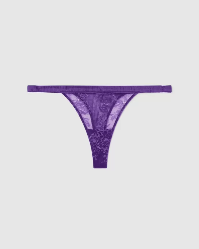 Sale UNDERSTATEMENT Floral Lace Satin Thong Lilac