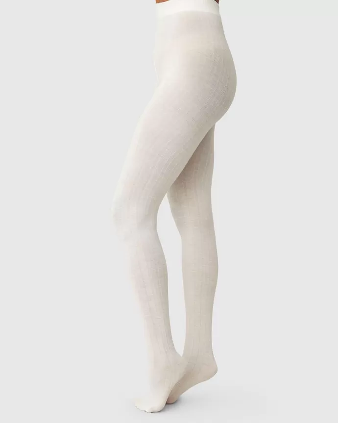 Cheap Swedish Stockings Freja Organic Wool Tights Ivory