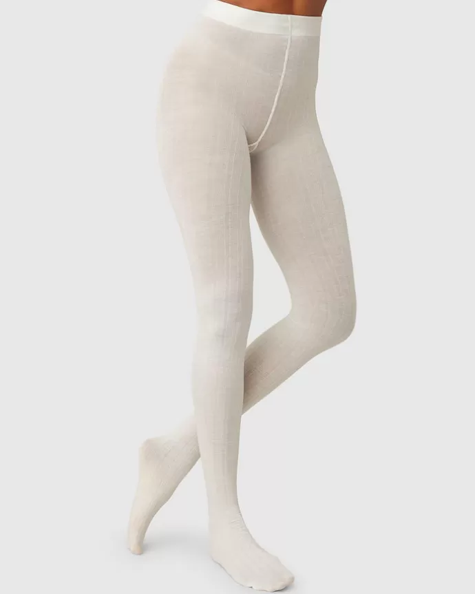 Cheap Swedish Stockings Freja Organic Wool Tights Ivory