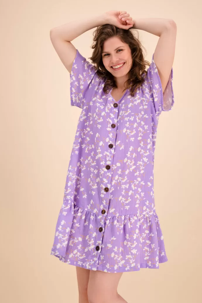 KAIKO Frill Button Dress Lavender Garden