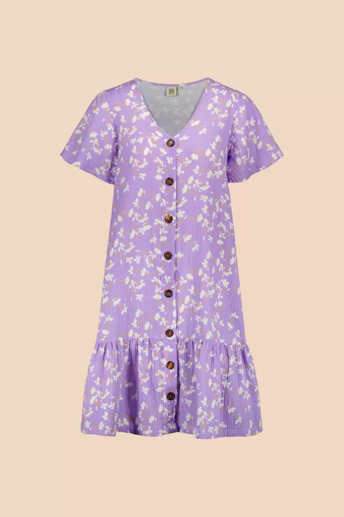 KAIKO Frill Button Dress Lavender Garden