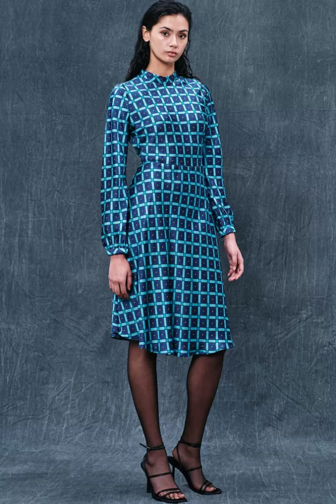 Haris Cotton Geometric Long Sleeved Dress