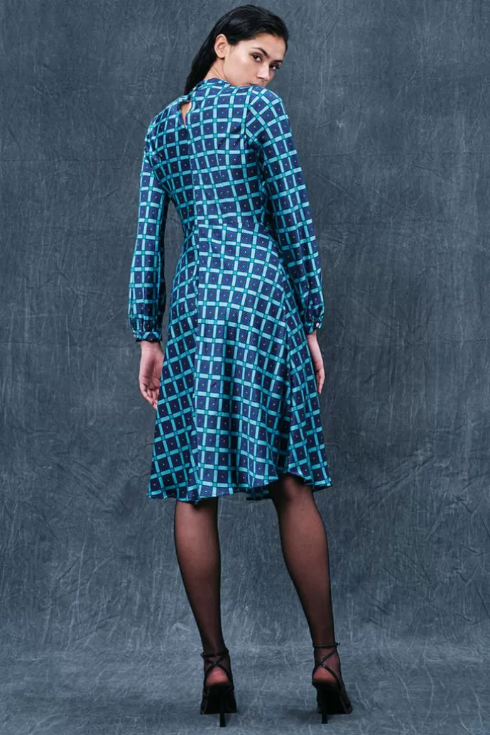 Haris Cotton Geometric Long Sleeved Dress