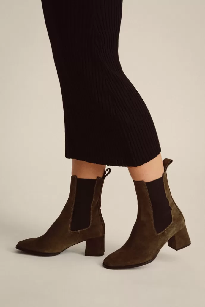 Cheap JUTELAUNE Heel Boots Khaki