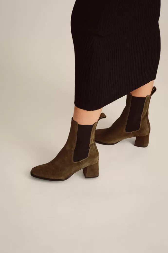 Cheap JUTELAUNE Heel Boots Khaki