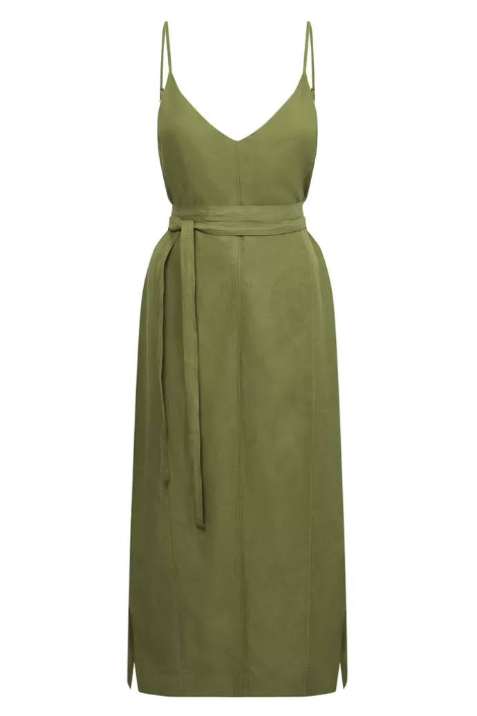 KOMODO Iman Slip Dress Khaki Green