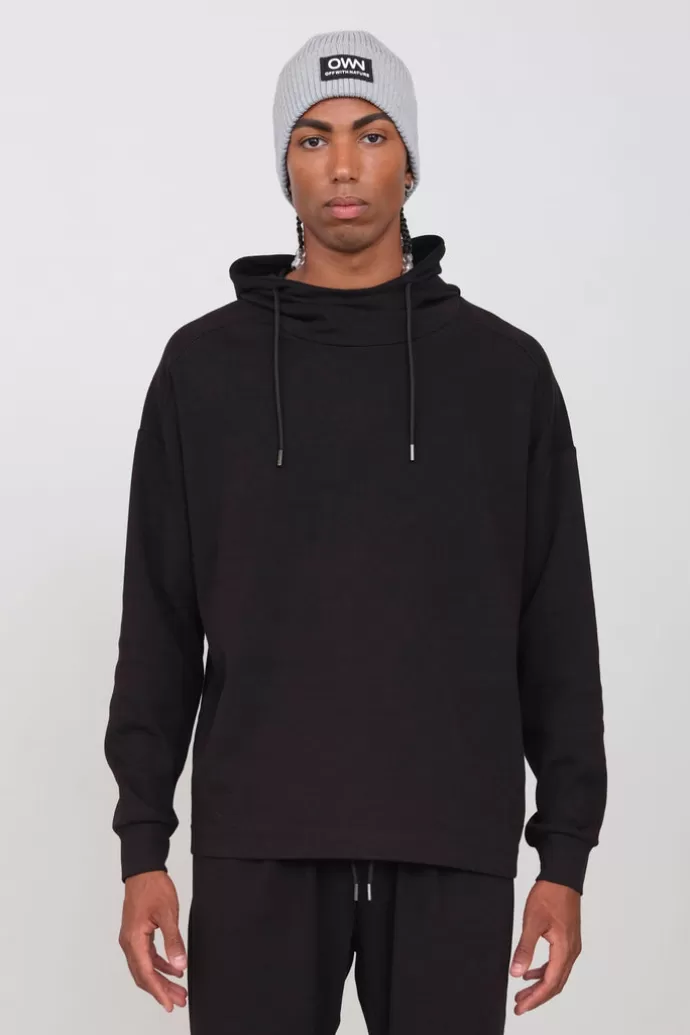 Clearance Off With Nature Interlock Hoodie Black