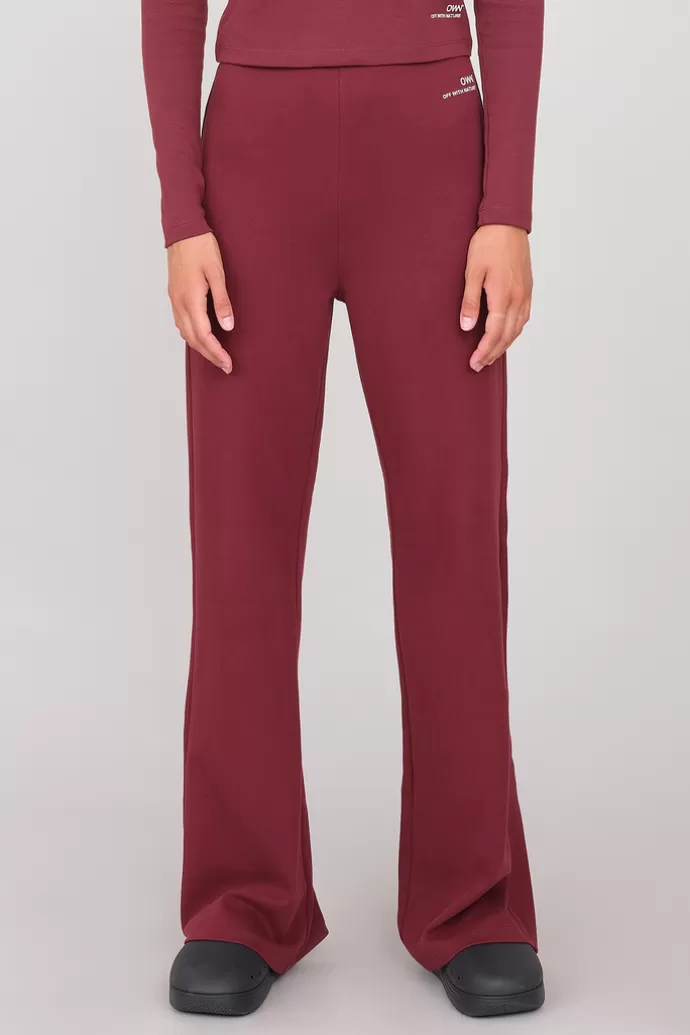 Fashion Off With Nature Interlock Palazzo Pants Prune