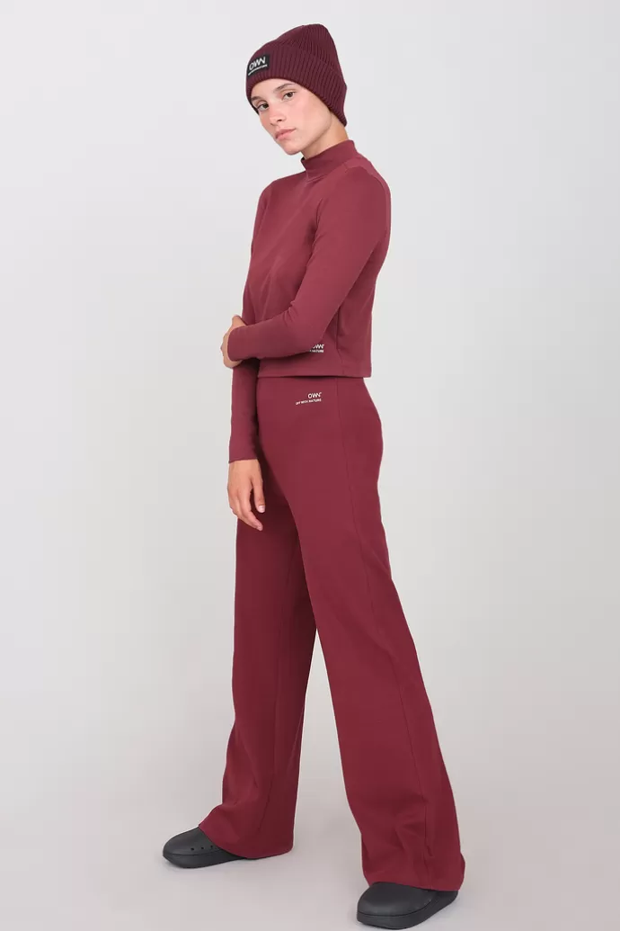 Fashion Off With Nature Interlock Palazzo Pants Prune